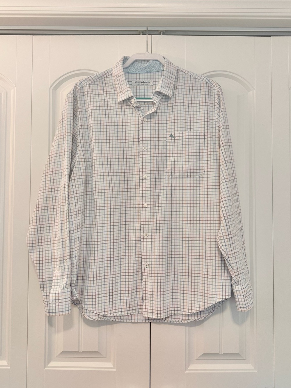 Tommy Bahama White Multicolor Plaid Long-Sleeve Button-Down Shirt